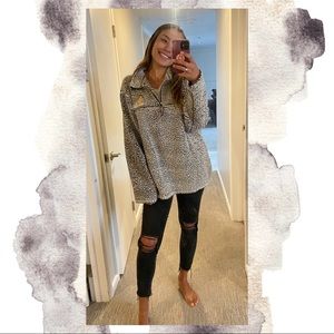 Oversized Sherpa Teddy Half-zip Jacket